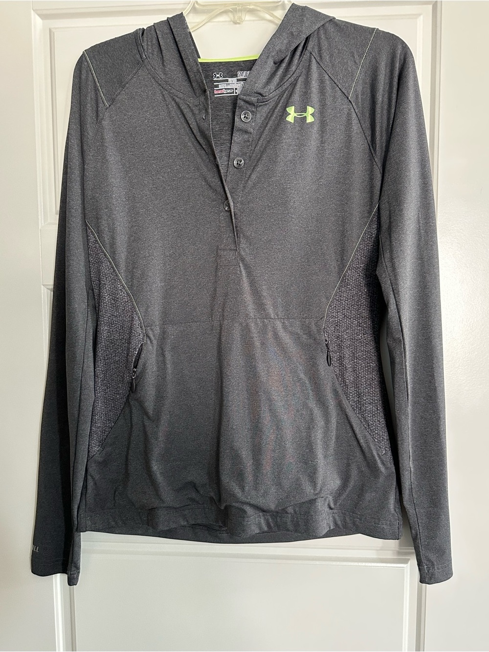 Under Armour Women's Gray Heat Gear Hoodie with Lime Logo